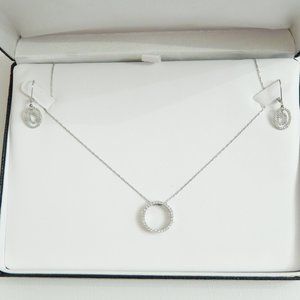 Diamond Necklace Earrings Set 14k White Gold Eternity Circle Beautiful!!